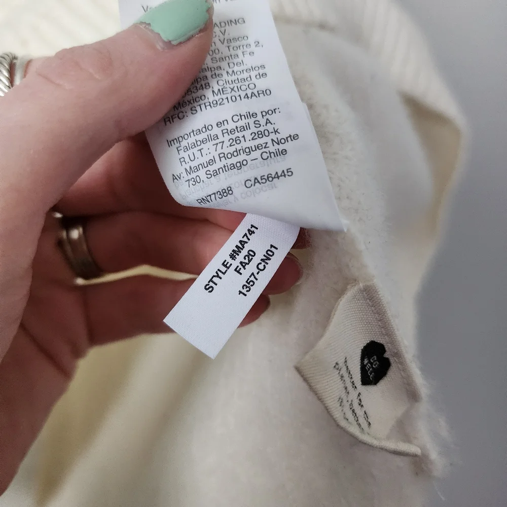 MADEWELL‎ Lyle Rib Henley Sweater merino wool knit in cream size XXL